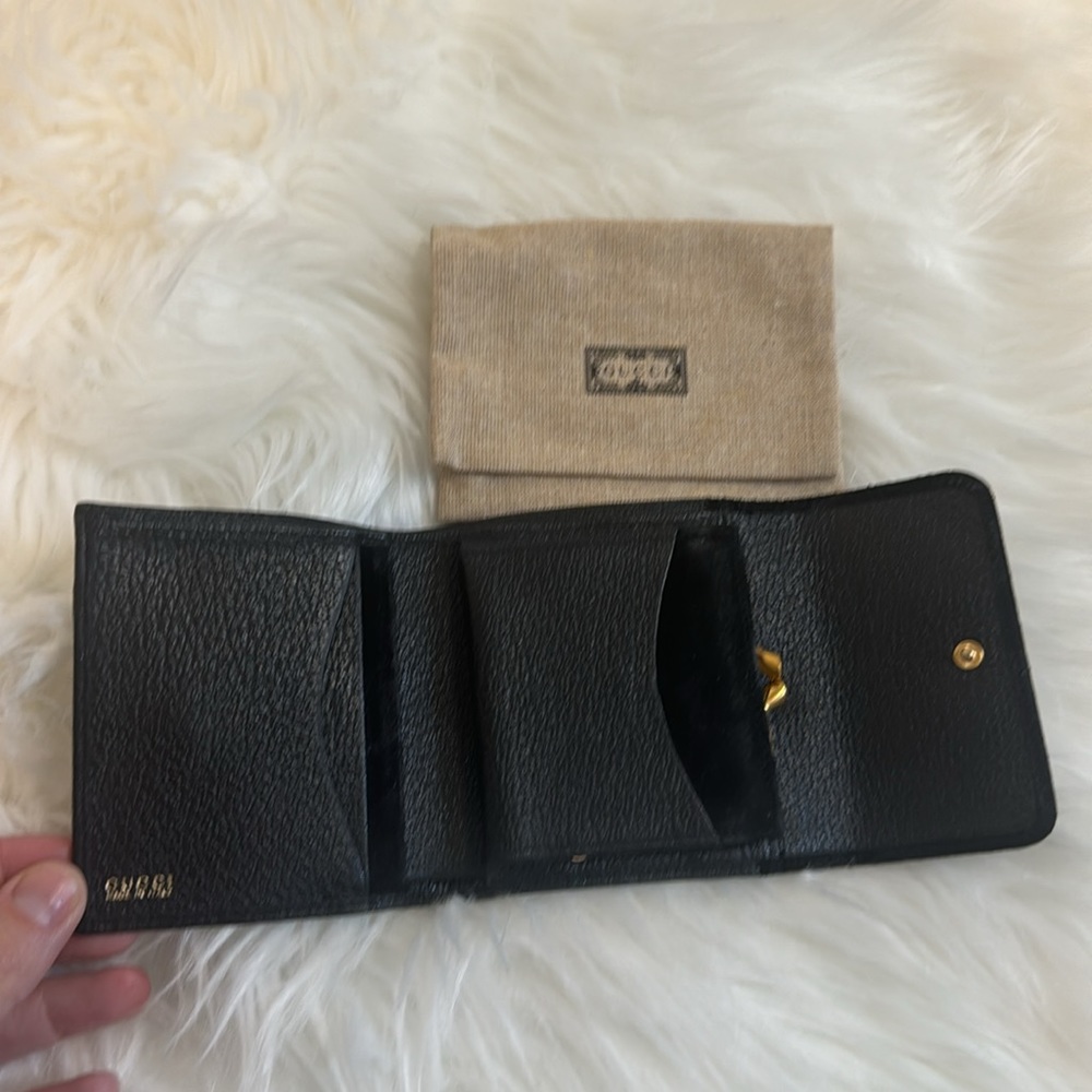 Gucci Leather & Suede Bamboo Wallet vintage black - Picture 8 of 12